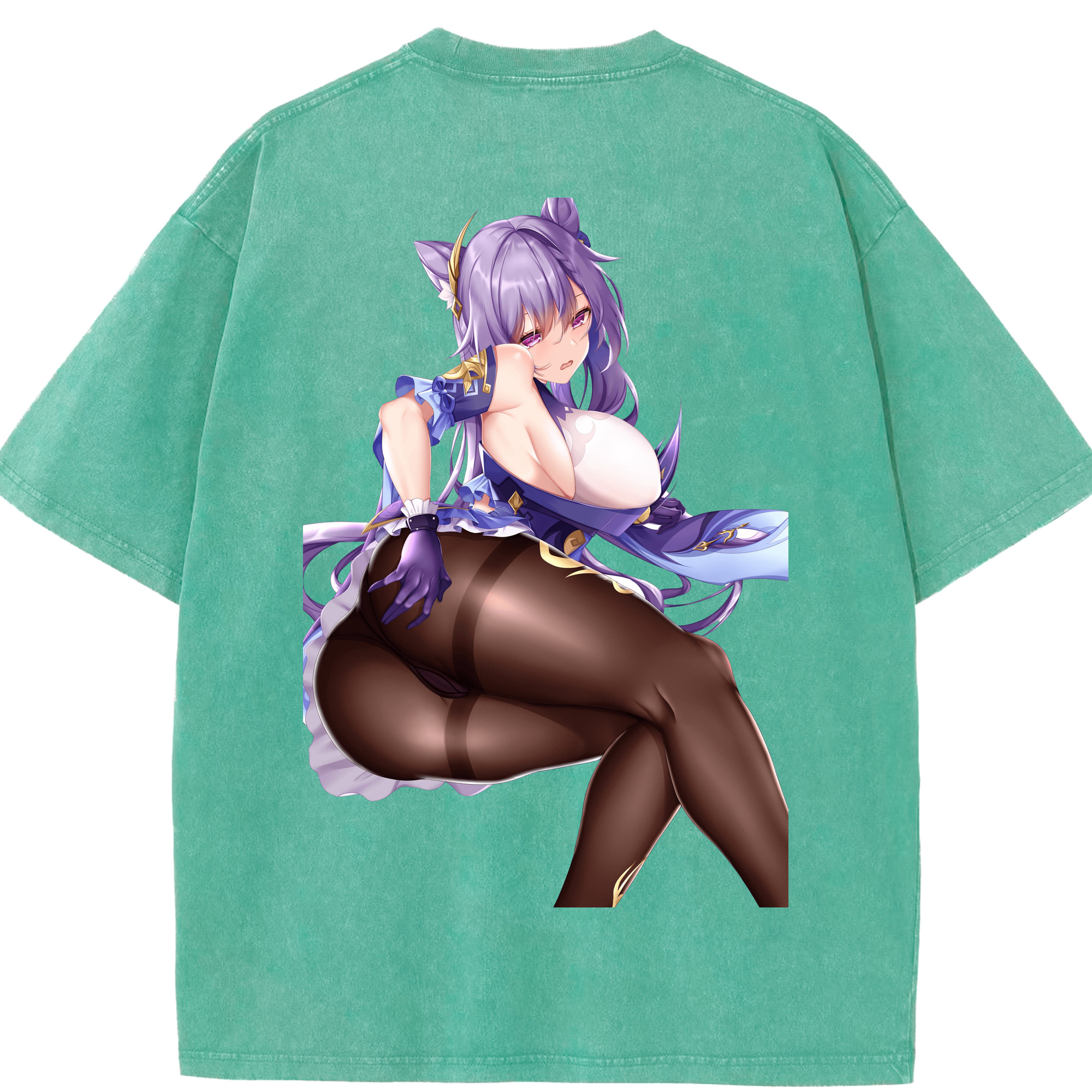 げんし神 刻晴 こくせい genshin Kokusei 綿100% ヴィンテージ風 半袖Tシャツ（背面プリント）